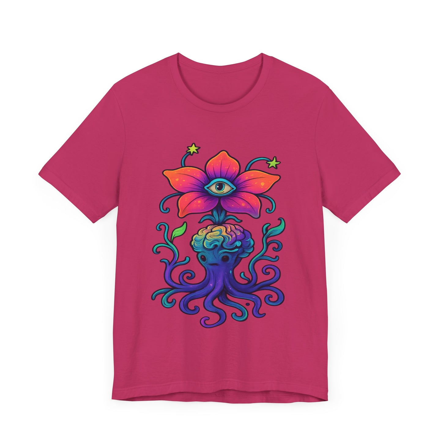 Mystical Eye Flower Unisex Jersey Tee - Colorful Graphic Tee for Nature Lovers