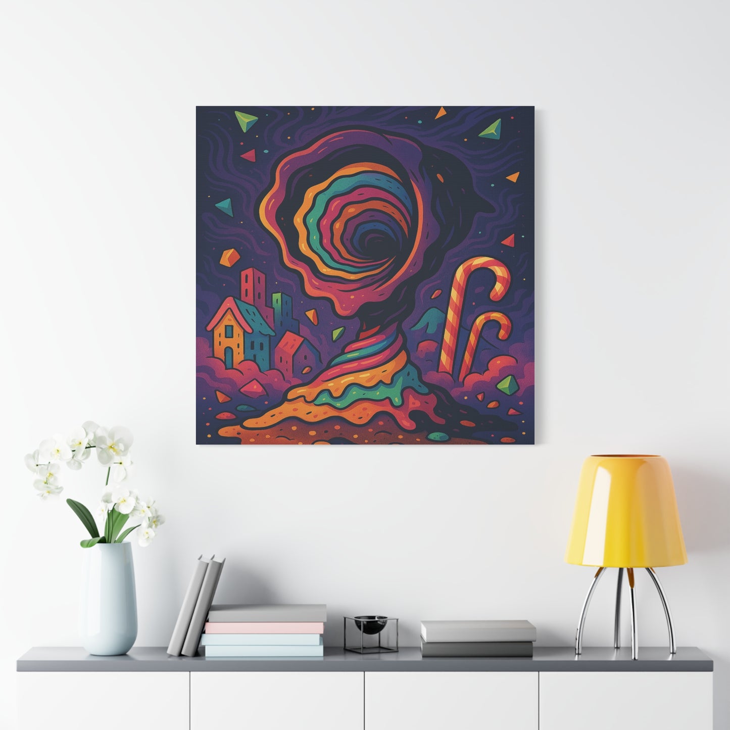 Colorful Abstract Canvas Art – Whimsical Swirl Design for Home Decor