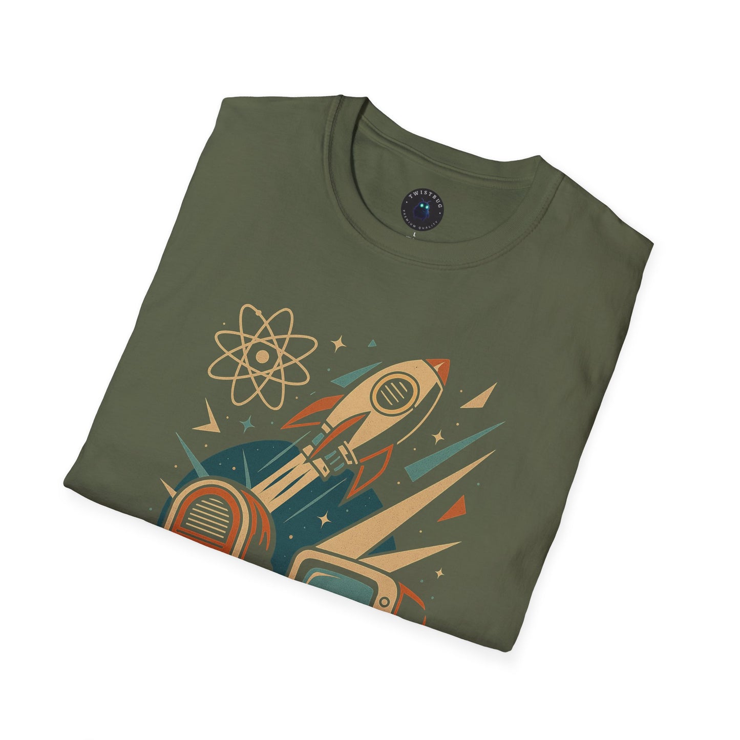 Retro Rocket Radio & TV Tee | Mid-Century Tech Graphic