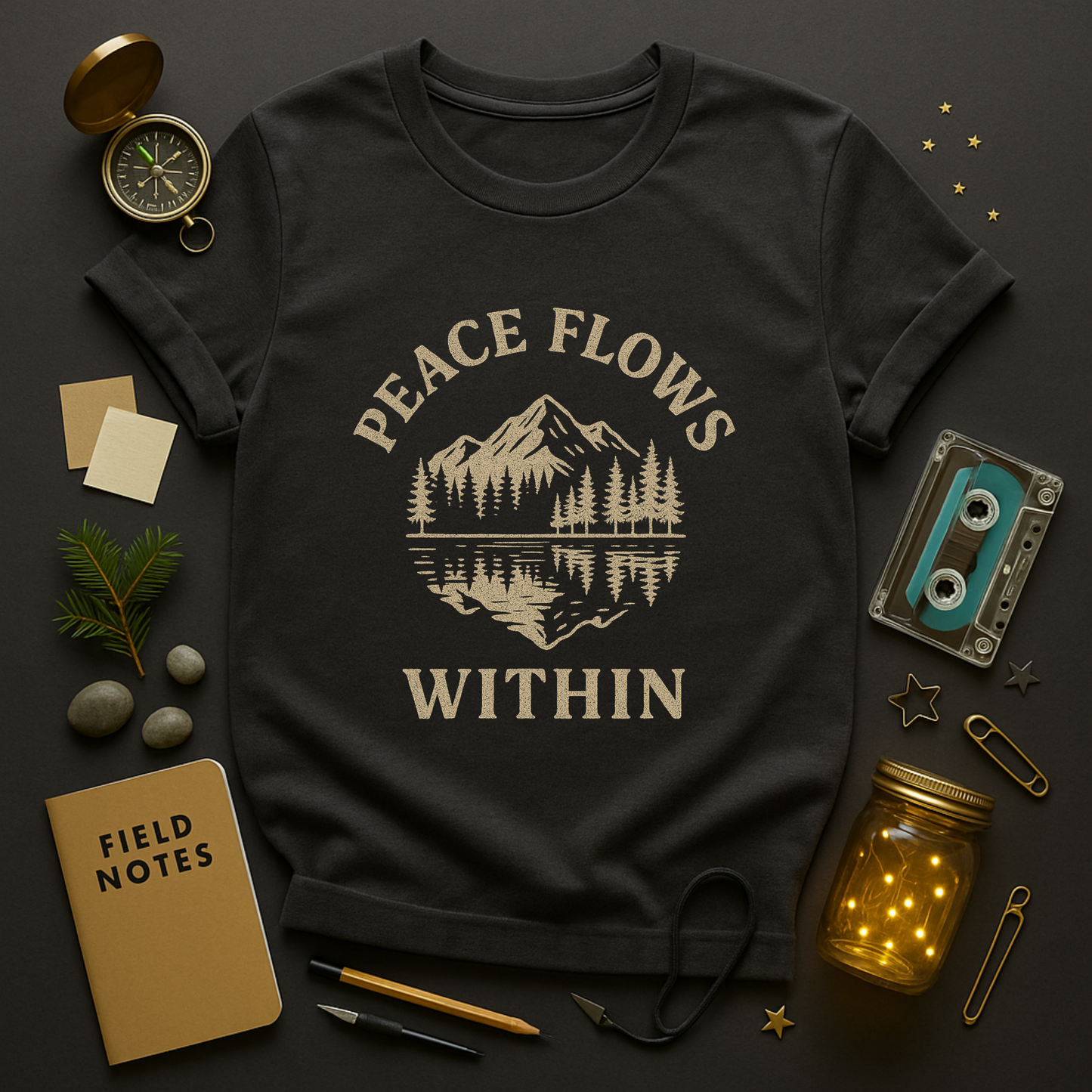 Peace Flows Within Mountain River Tee | Nature Mantra