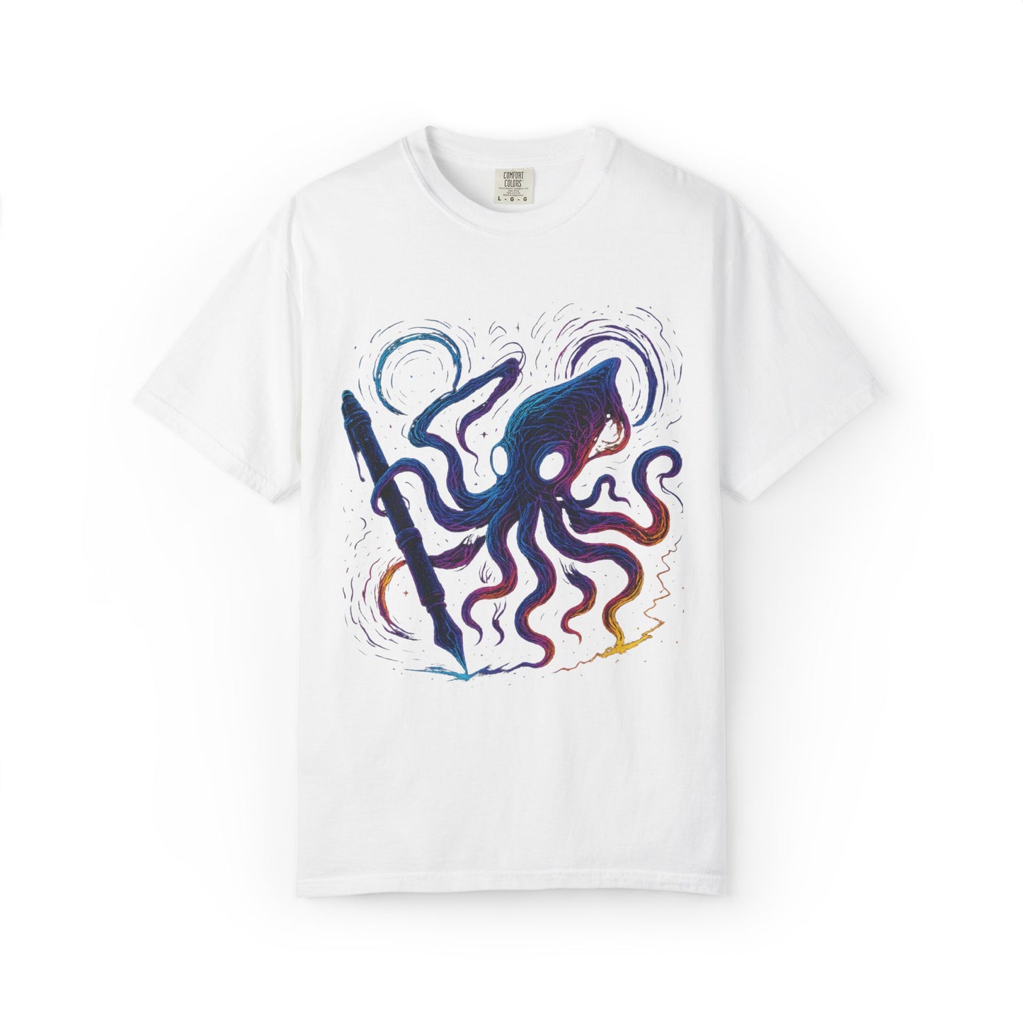 Inkspawn T-Shirt – Neon Cosmic Squid Drawing Graphic Tee | Twistbug