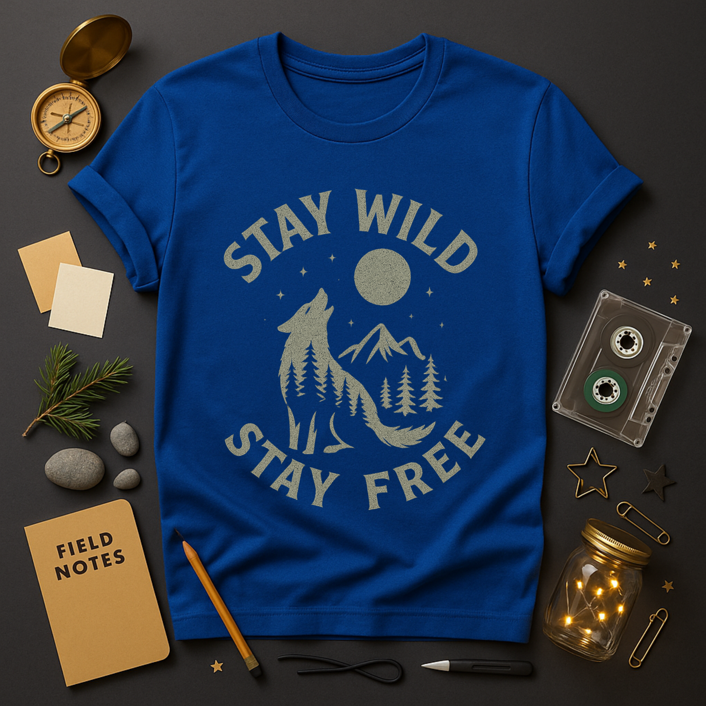 Stay Wild, Stay Free Wolf Silhouette Tee | Mountain Moon