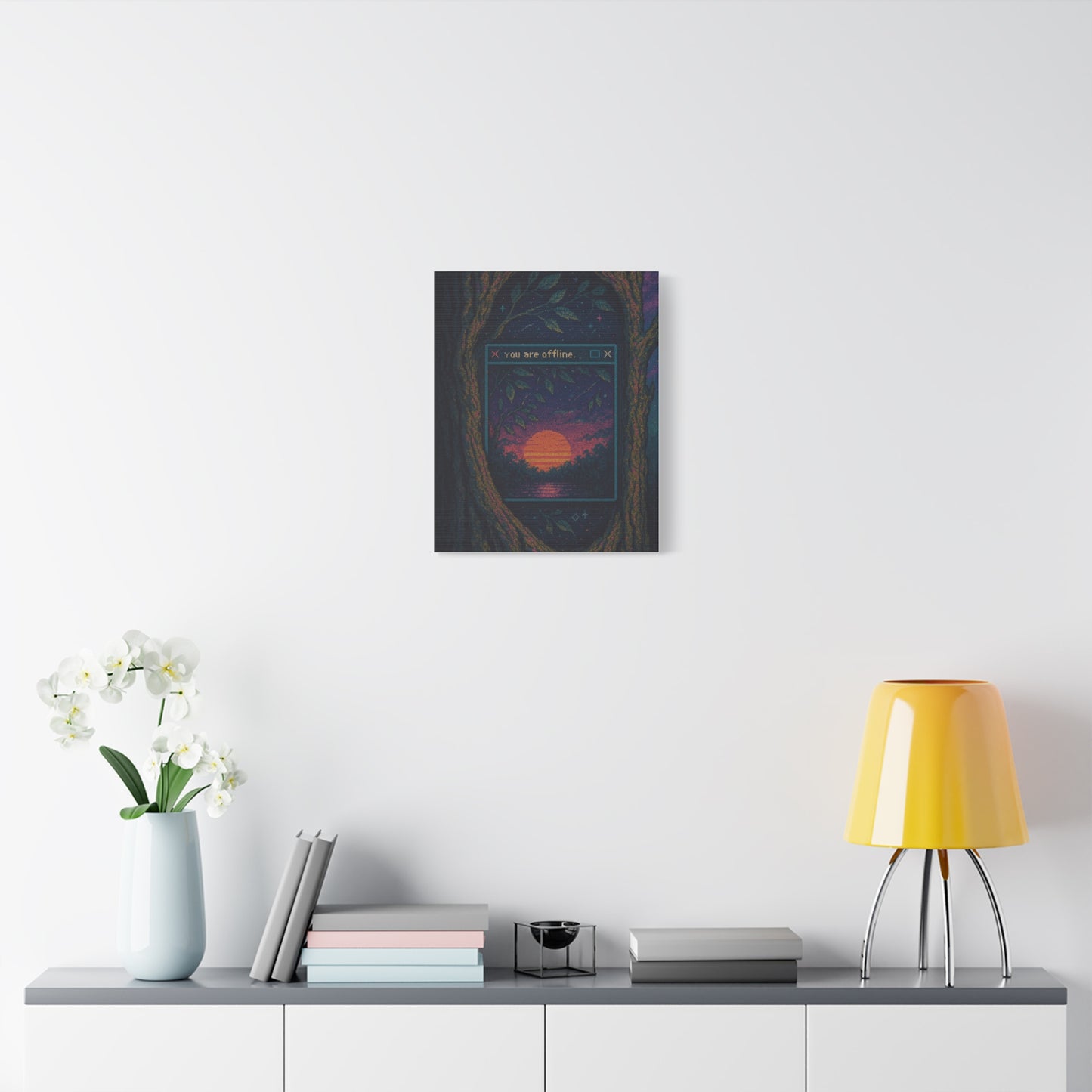 You Are Offline Wall Art – Pixel Sunset Glitch Window Print