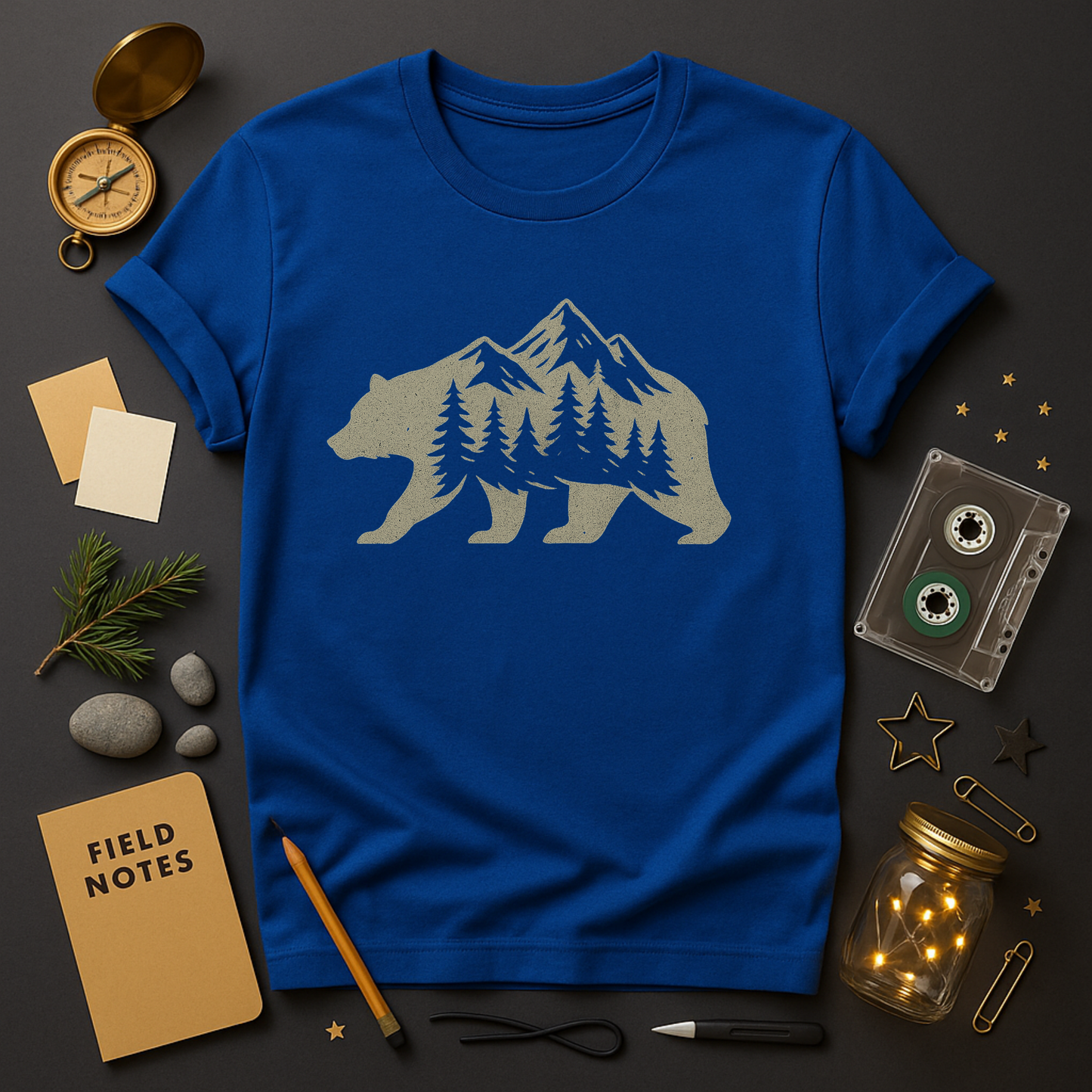 Bear Silhouette Mountain Forest Tee | Wildlife Graphic