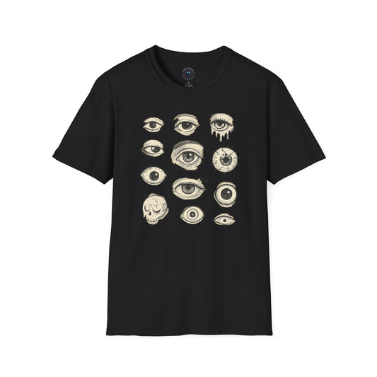 All Eyes Graphic T-Shirt – Surreal Horror Eyeball Sketch Tee