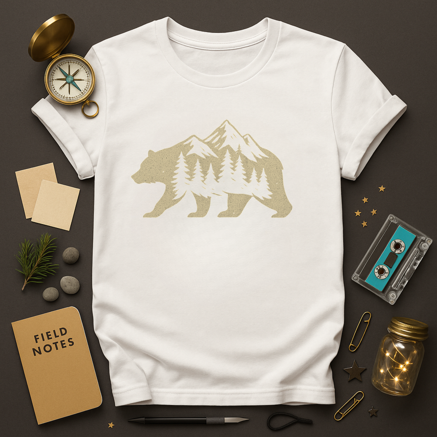 Bear Silhouette Mountain Forest Tee | Wildlife Graphic