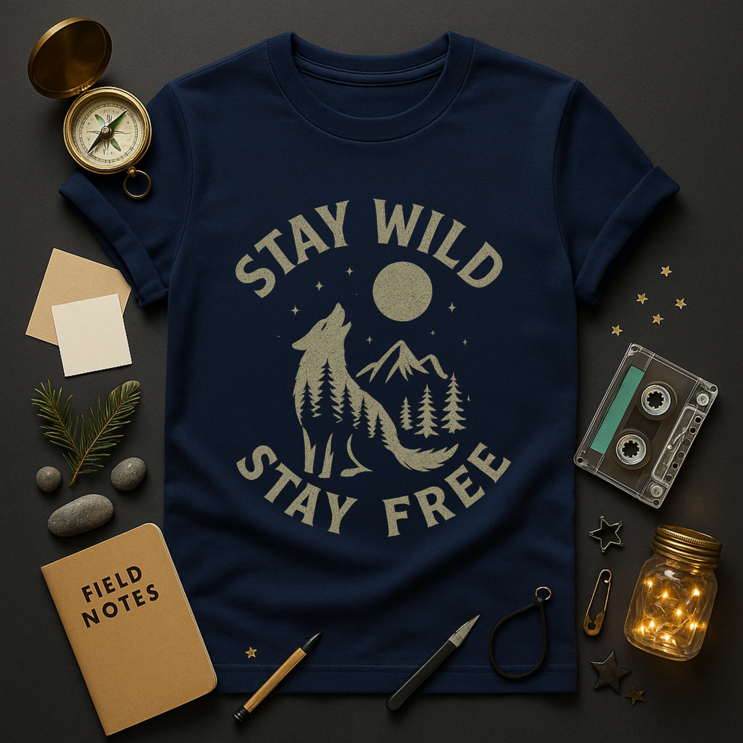 Stay Wild, Stay Free Wolf Silhouette Tee | Mountain Moon