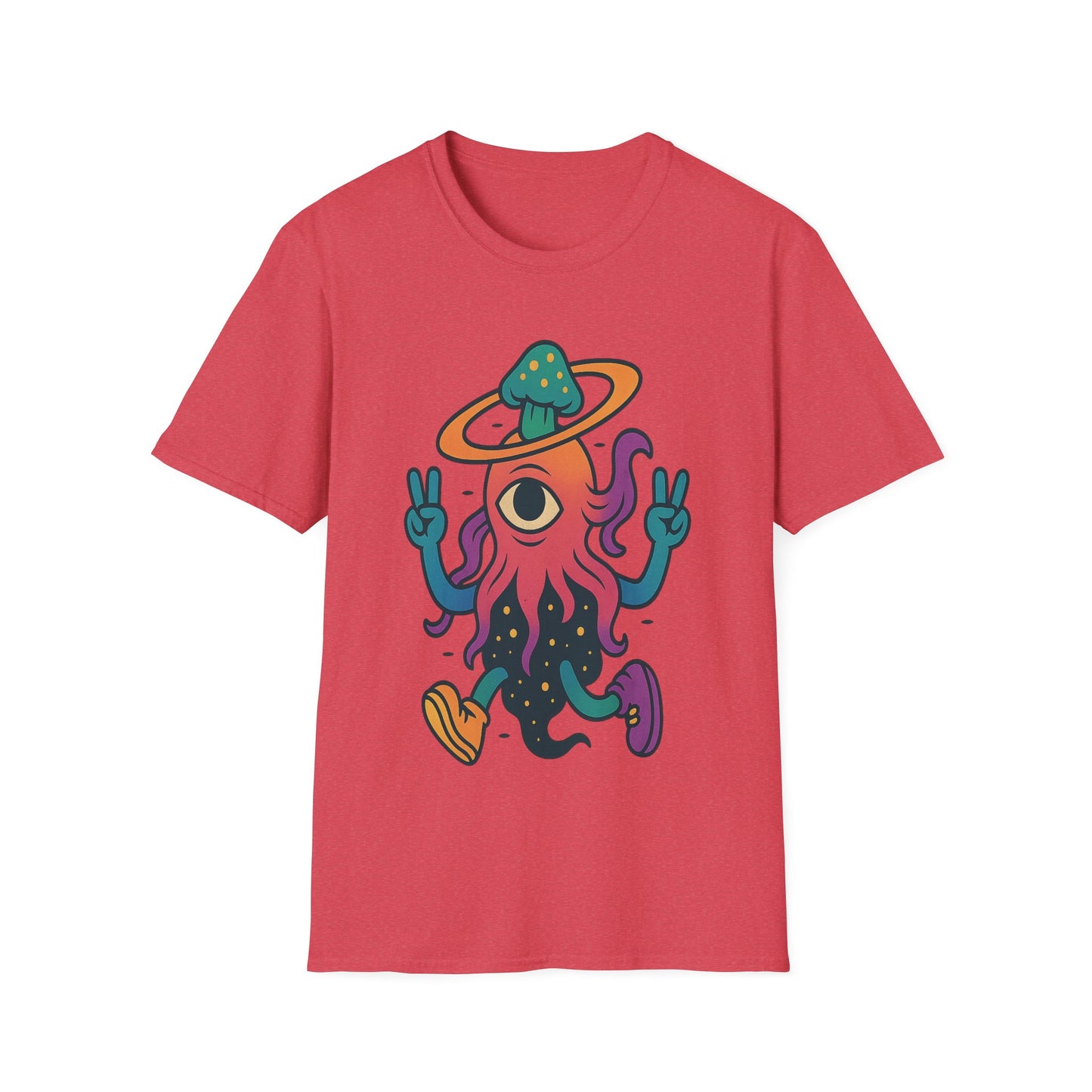 Funny Alien Peace Sign Unisex Softstyle T-Shirt