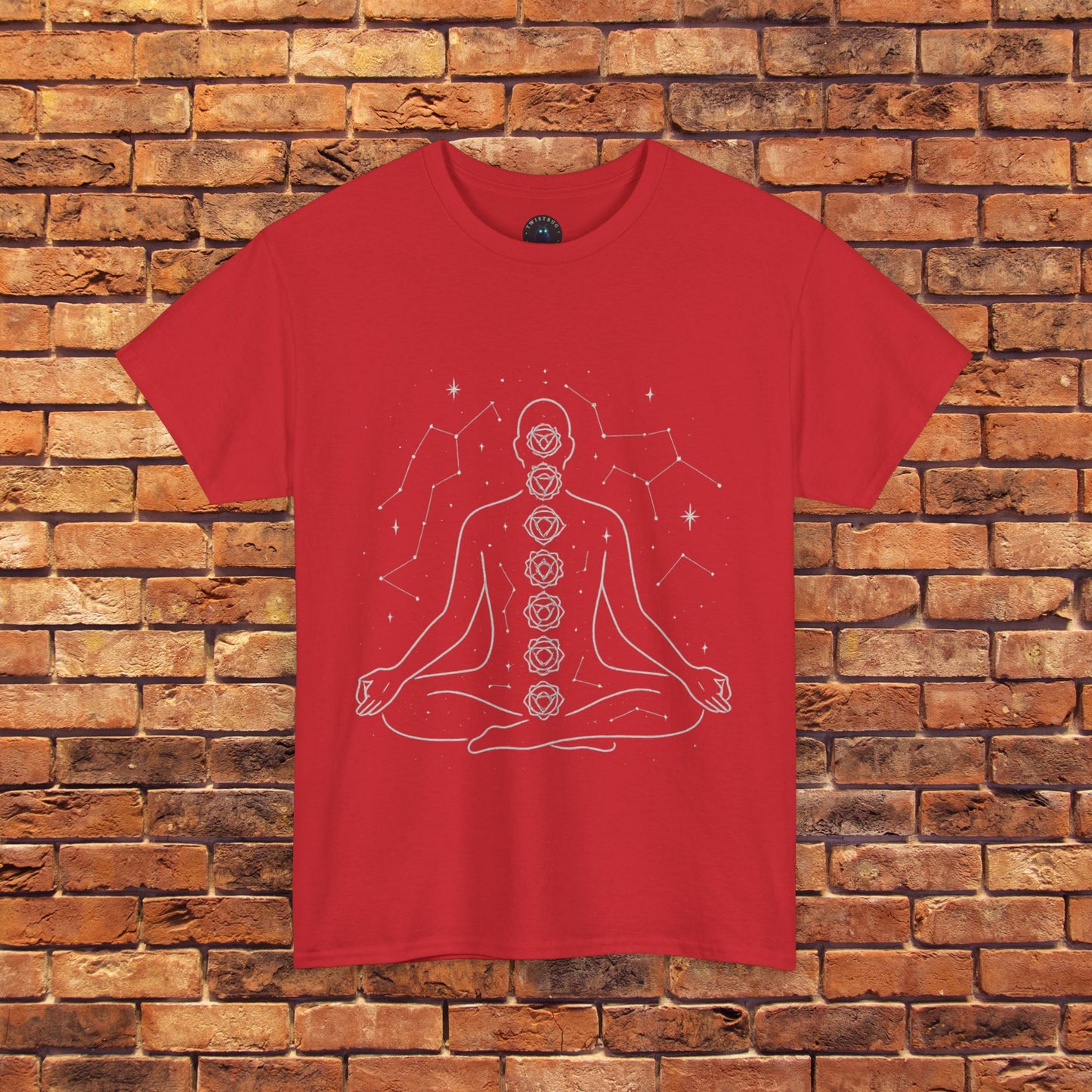 Cosmic Chakra Flow T-Shirt – Spiritual Meditation Graphic Tee | Twistbug
