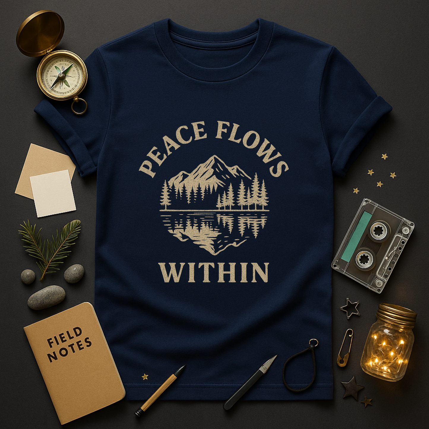 Peace Flows Within Mountain River Tee | Nature Mantra