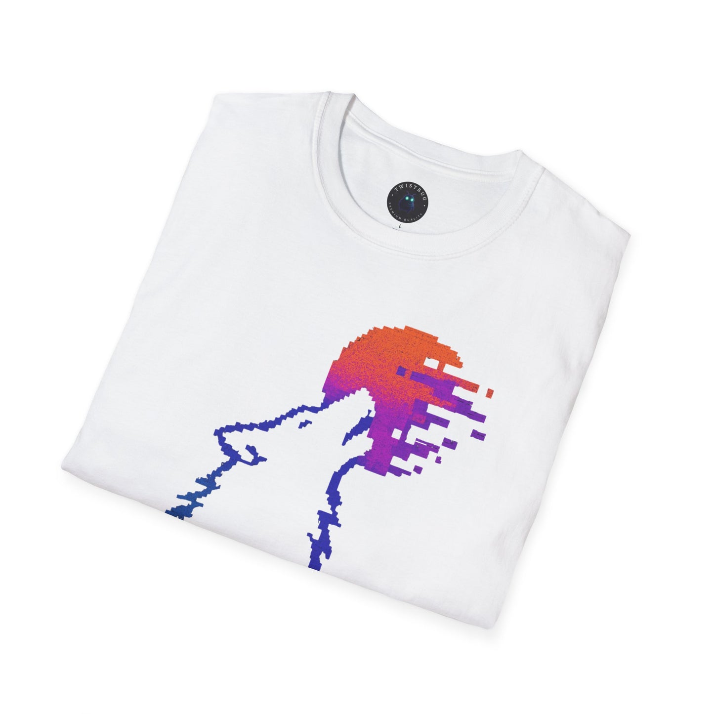 Pixel Howl T-Shirt – Glitch Sunset Wolf 8-Bit Tee
