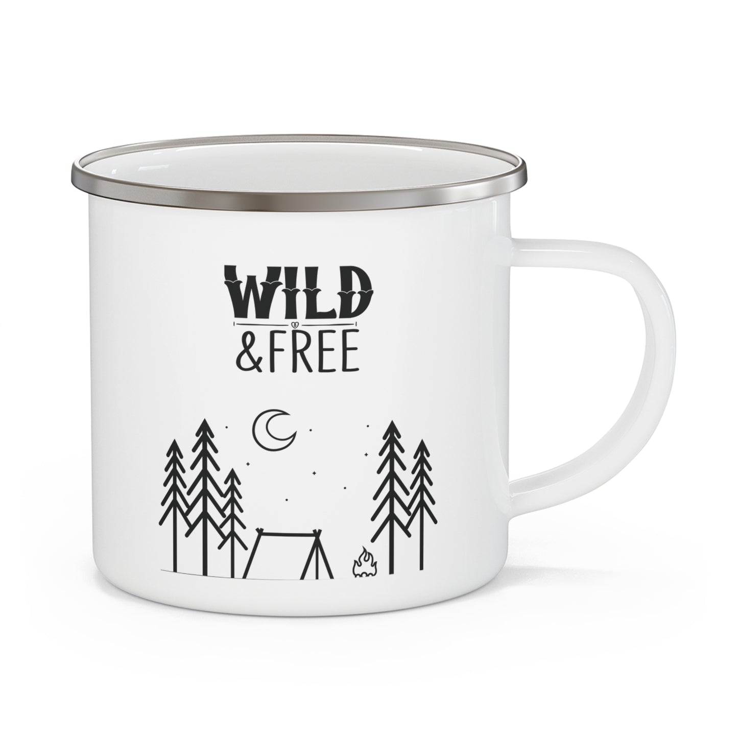 Wild & Free Enamel Camping Mug - Adventure Coffee Cup, Hiking Mug, Outdoor Gift, Eco-Friendly Drinkware, Nature Lover's Essential