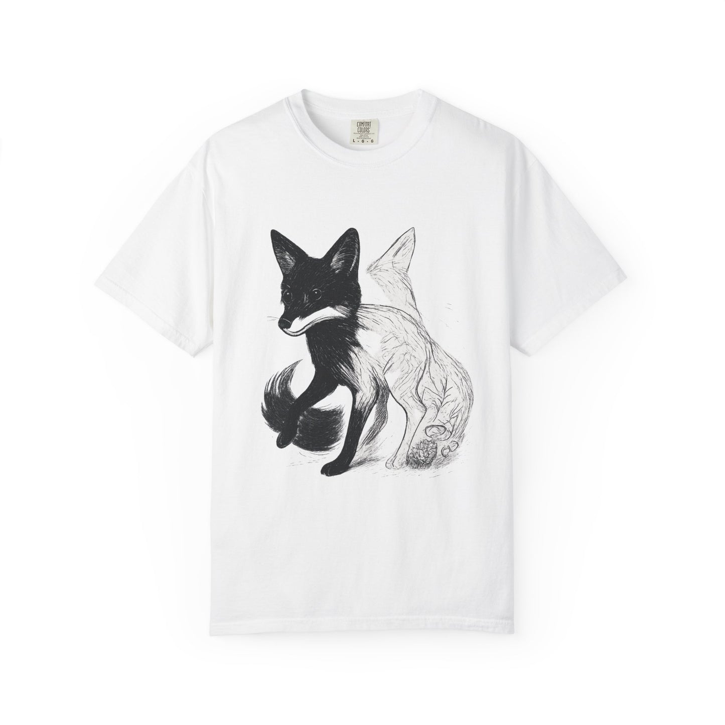 Dual Nature Fox T-Shirt – Monochrome Spirit Animal Graphic Tee | Twistbug
