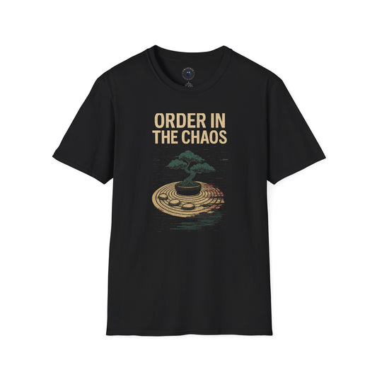 Order in the Chaos T-Shirt – Bonsai Zen Glitch Retro Tee