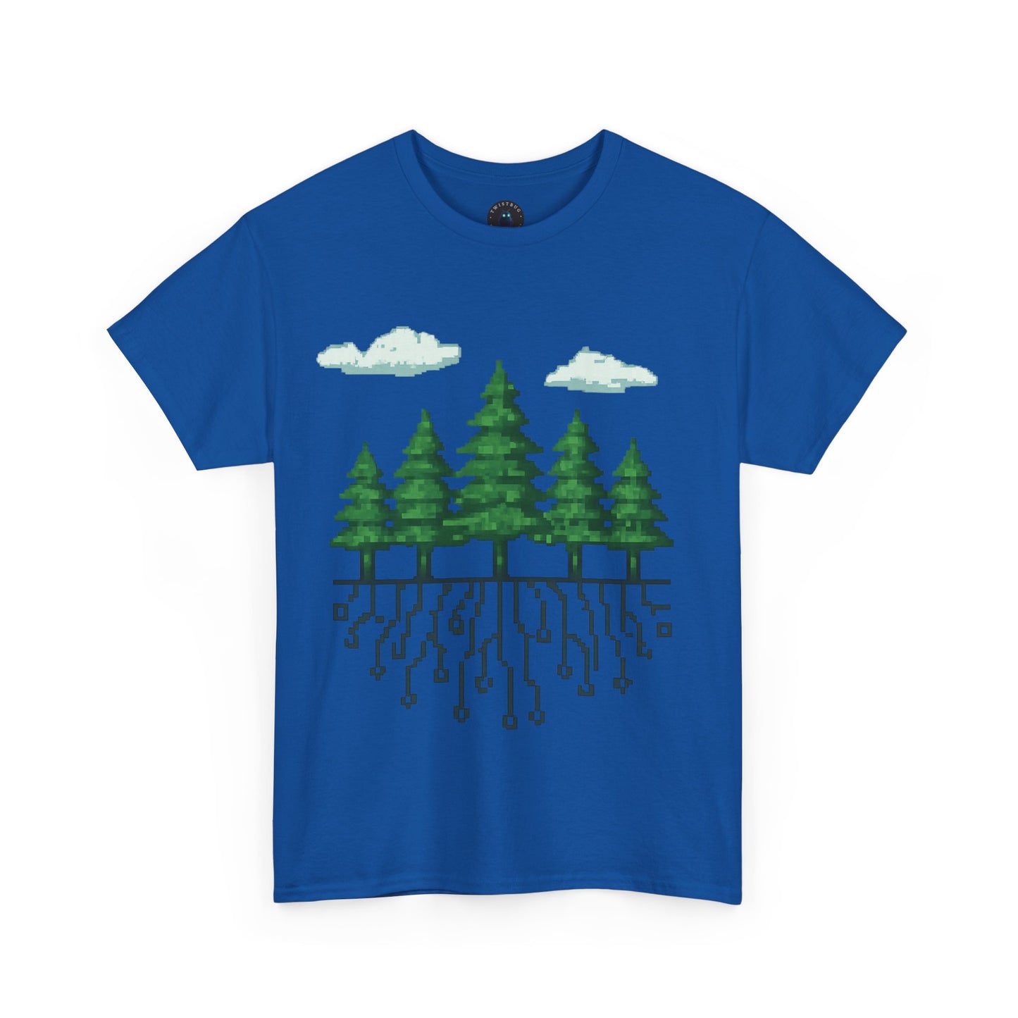 Pixel Rooted T-Shirt – Digital Forest Circuit Tree Graphic Tee | Twistbug
