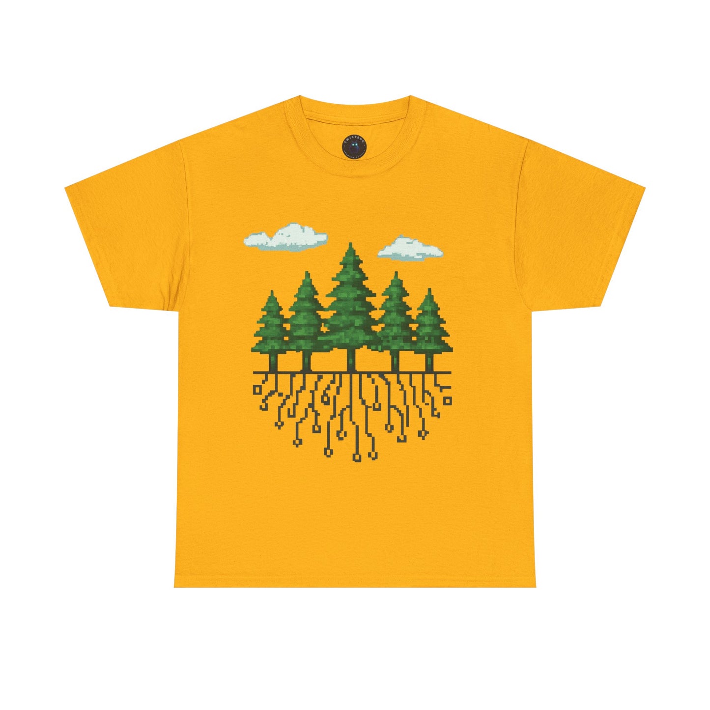 Pixel Rooted T-Shirt – Digital Forest Circuit Tree Graphic Tee | Twistbug