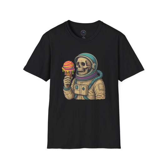 Astronaut Skull Ice Cream T-Shirt | Cosmic Humor Graphic Tee