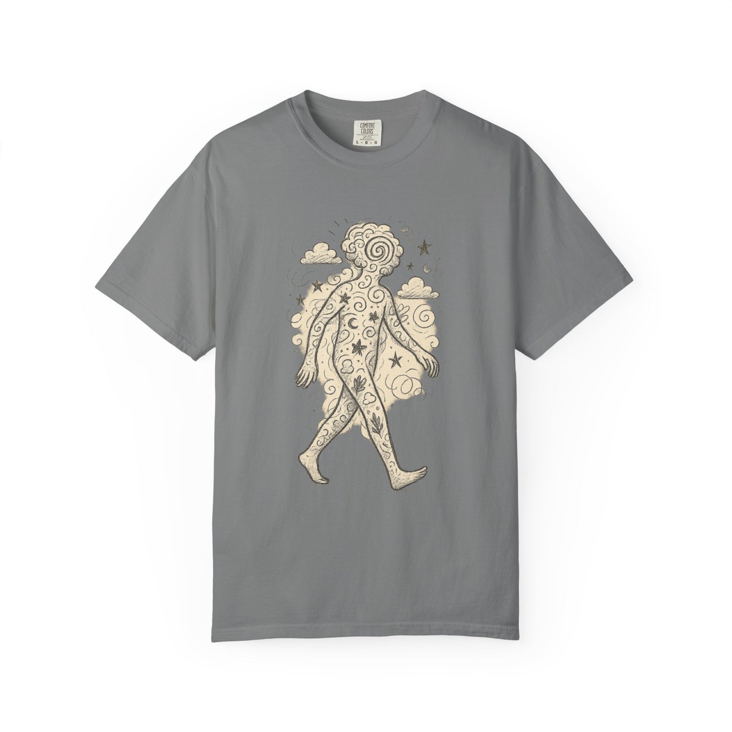 Wanderer of the Elements T-Shirt – Surreal Sketch Cosmic Nature Graphic Tee | Twistbug