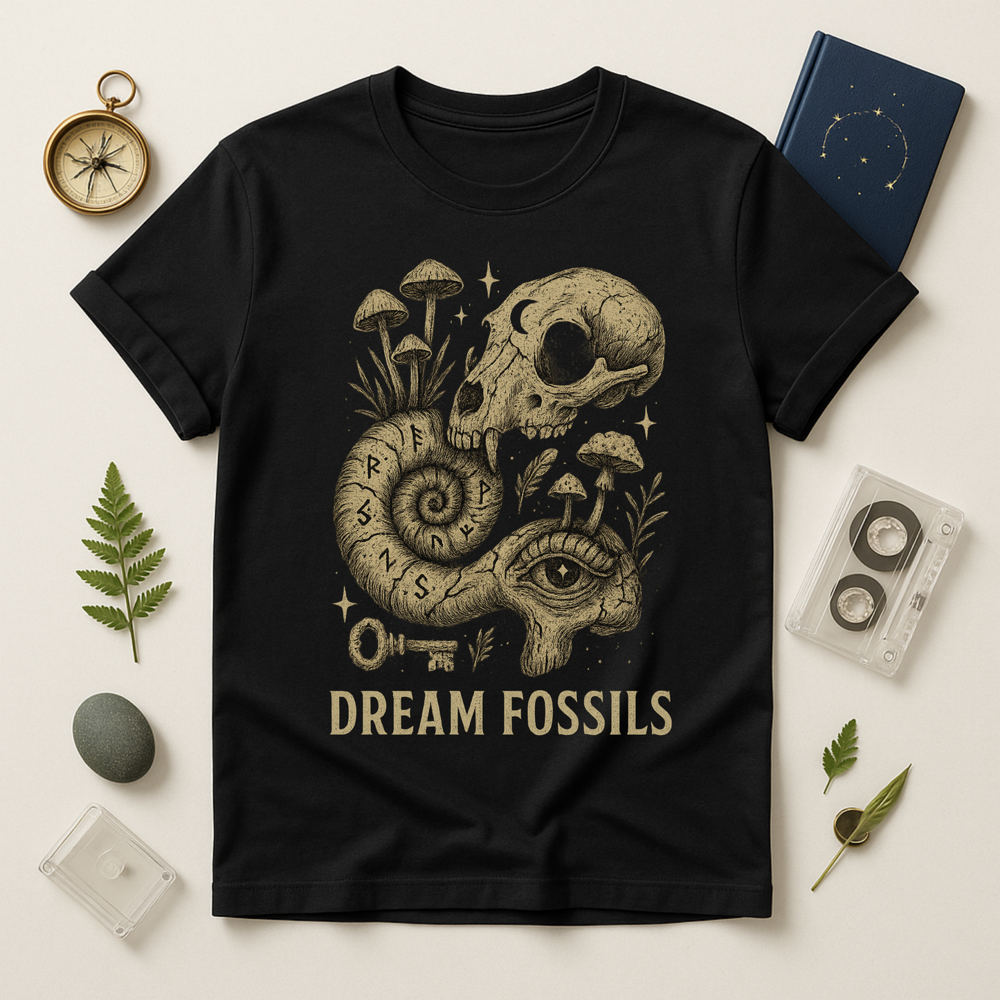 Dream Fossils Tee — Skeleton Psyche