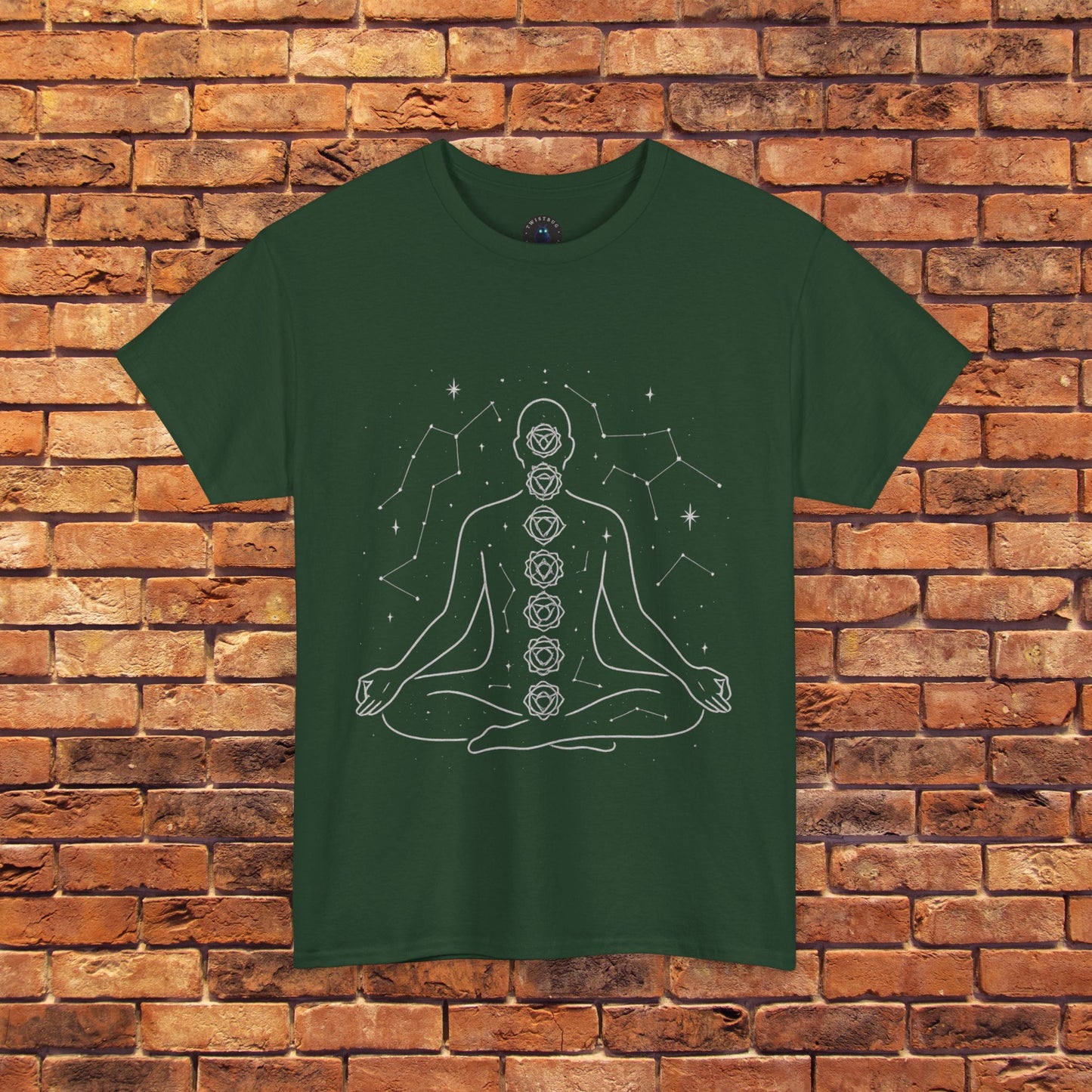 Cosmic Chakra Flow T-Shirt – Spiritual Meditation Graphic Tee | Twistbug