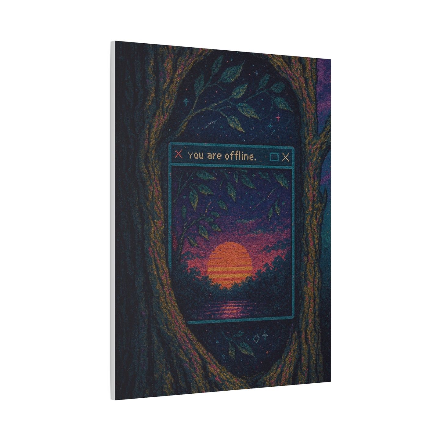 You Are Offline Wall Art – Pixel Sunset Glitch Window Print