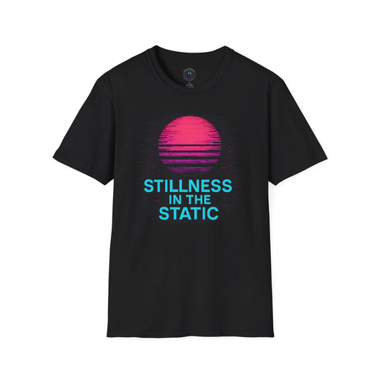 Stillness in the Static T-Shirt – Neon Glitch Sun Tee