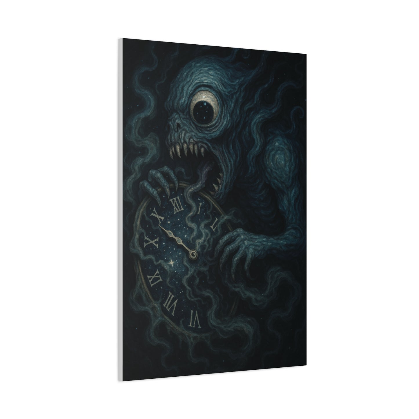 Monstrous Clock Canvas Art - Unique Home Decor for Horror Lovers