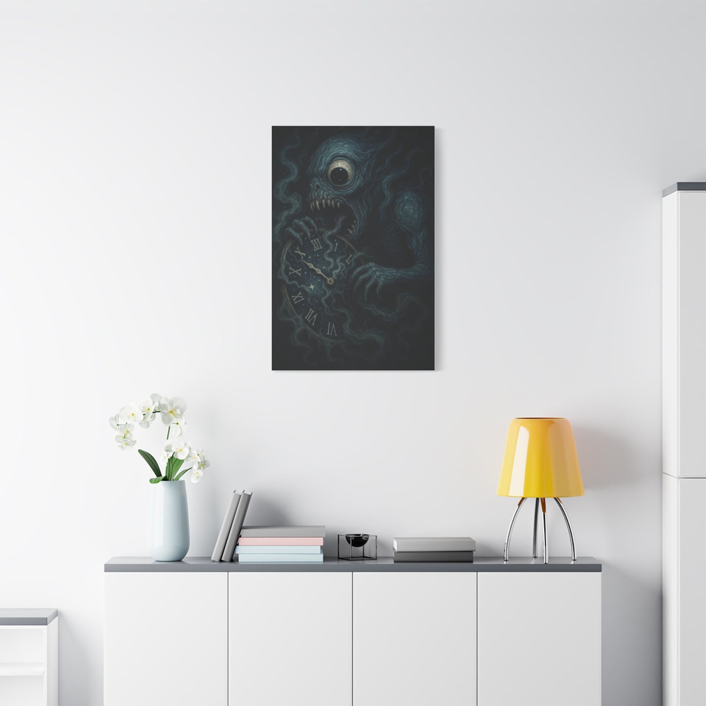 Monstrous Clock Canvas Art - Unique Home Decor for Horror Lovers