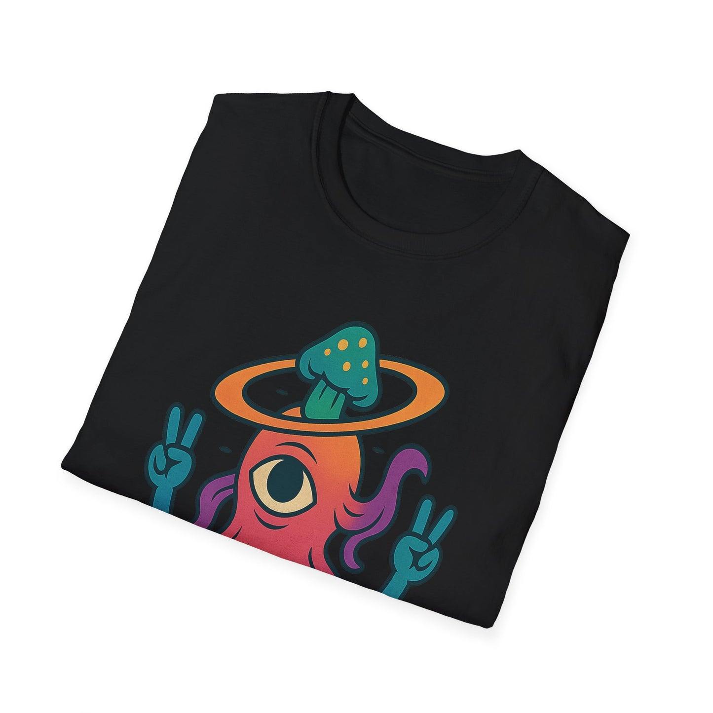 Funny Alien Peace Sign Unisex Softstyle T-Shirt