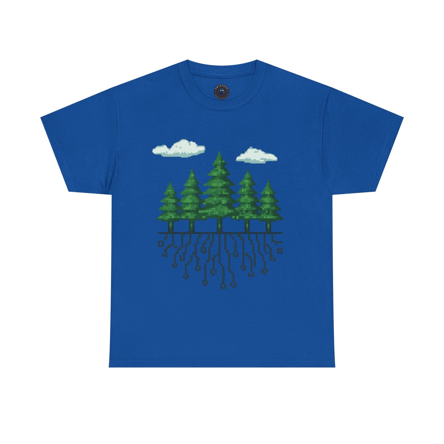 Pixel Rooted T-Shirt – Digital Forest Circuit Tree Graphic Tee | Twistbug