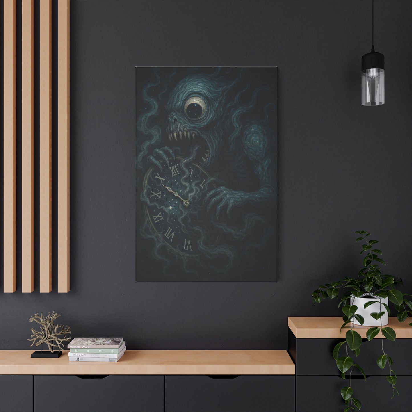 Monstrous Clock Canvas Art - Unique Home Decor for Horror Lovers