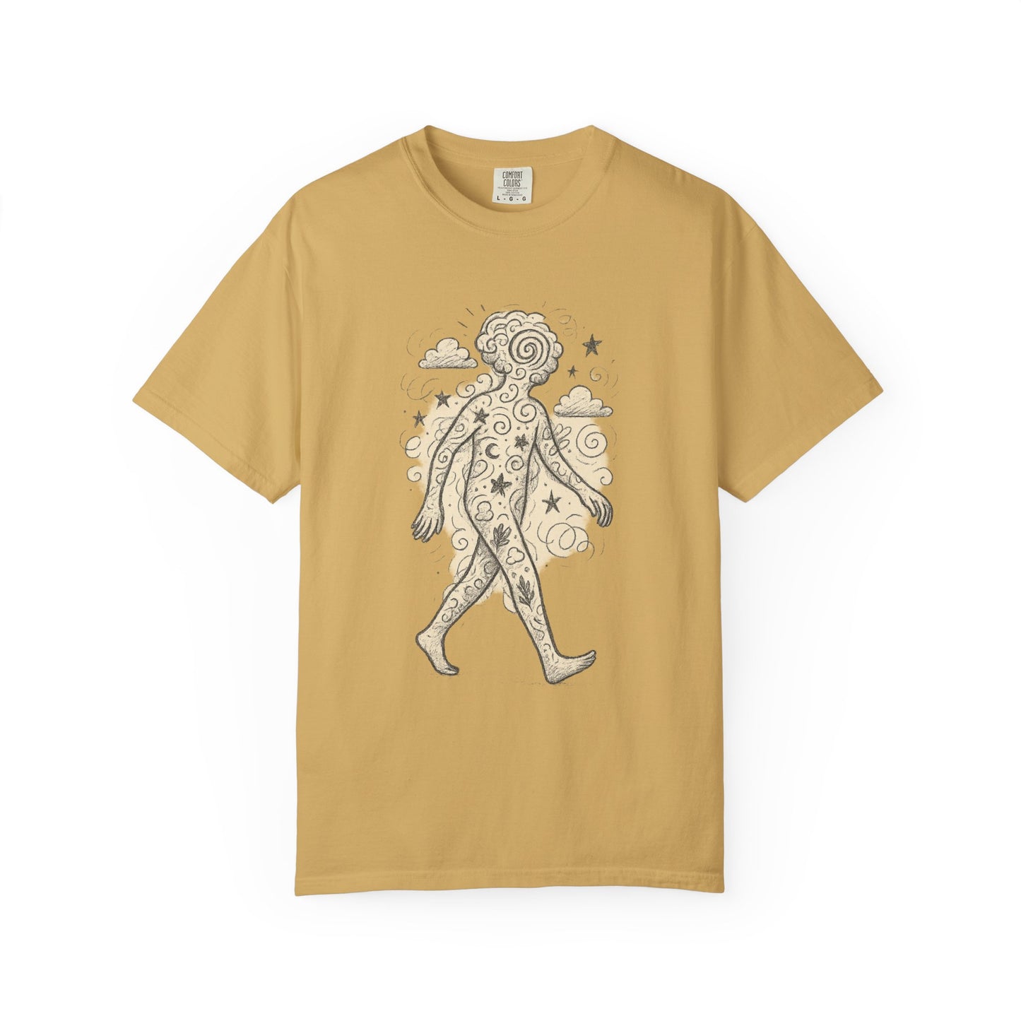 Wanderer of the Elements T-Shirt – Surreal Sketch Cosmic Nature Graphic Tee | Twistbug