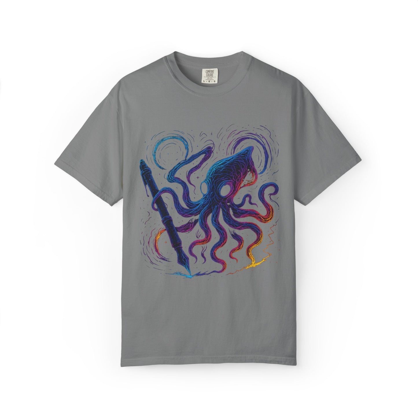 Inkspawn T-Shirt – Neon Cosmic Squid Drawing Graphic Tee | Twistbug