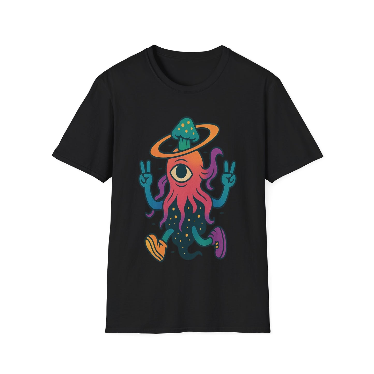 Funny Alien Peace Sign Unisex Softstyle T-Shirt