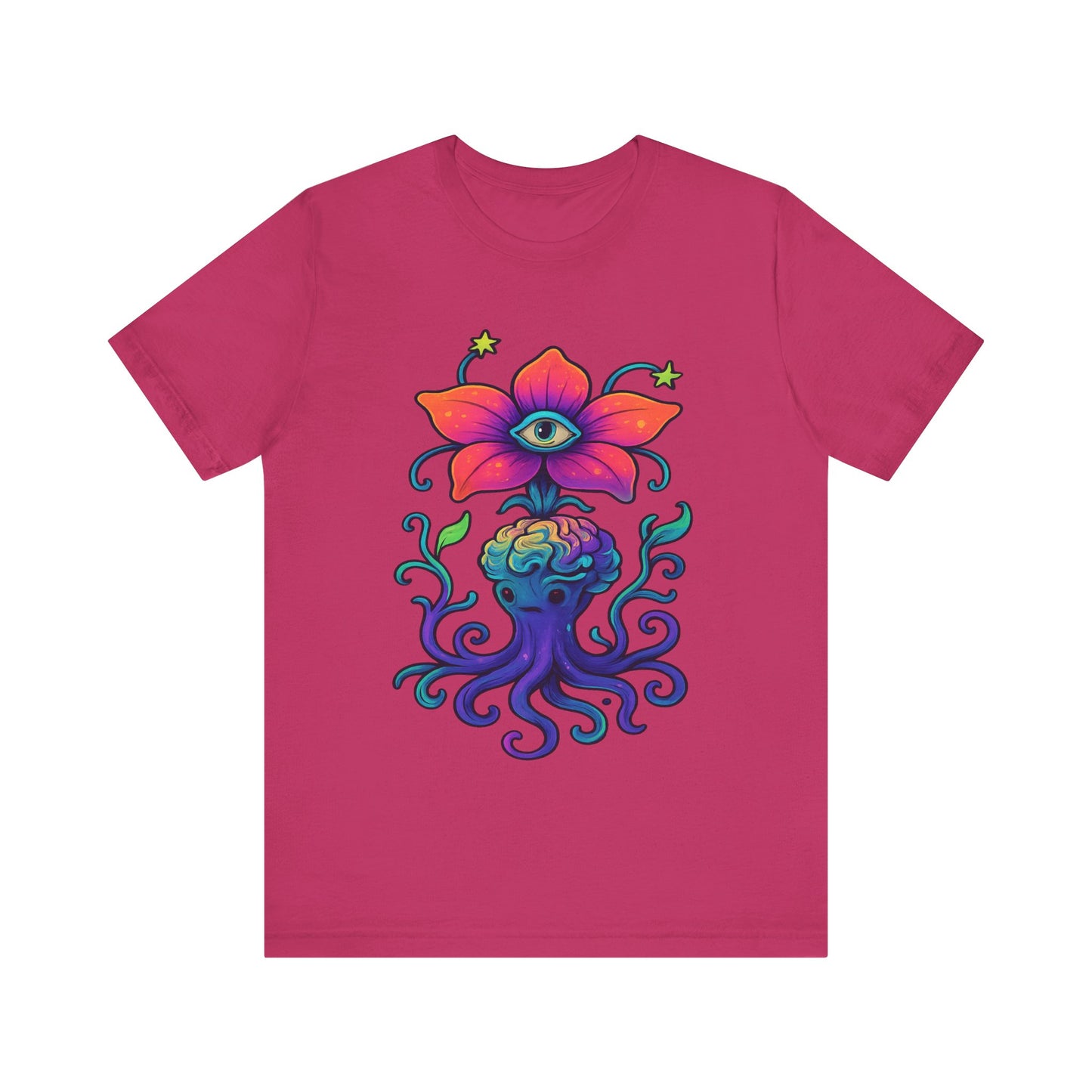 Mystical Eye Flower Unisex Jersey Tee - Colorful Graphic Tee for Nature Lovers