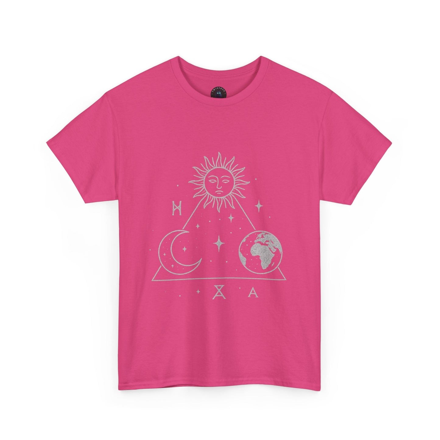 Solar Triad T-Shirt – Mystic Sun Moon Earth Symbolic Tee | Twistbug