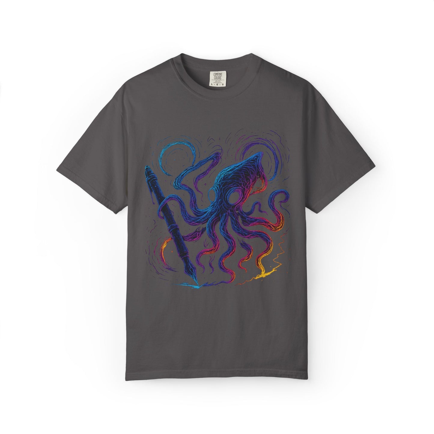 Inkspawn T-Shirt – Neon Cosmic Squid Drawing Graphic Tee | Twistbug