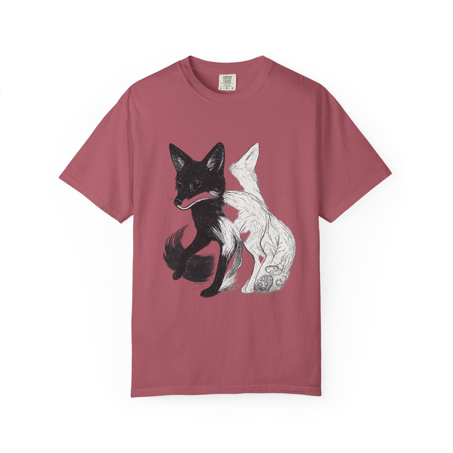 Dual Nature Fox T-Shirt – Monochrome Spirit Animal Graphic Tee | Twistbug
