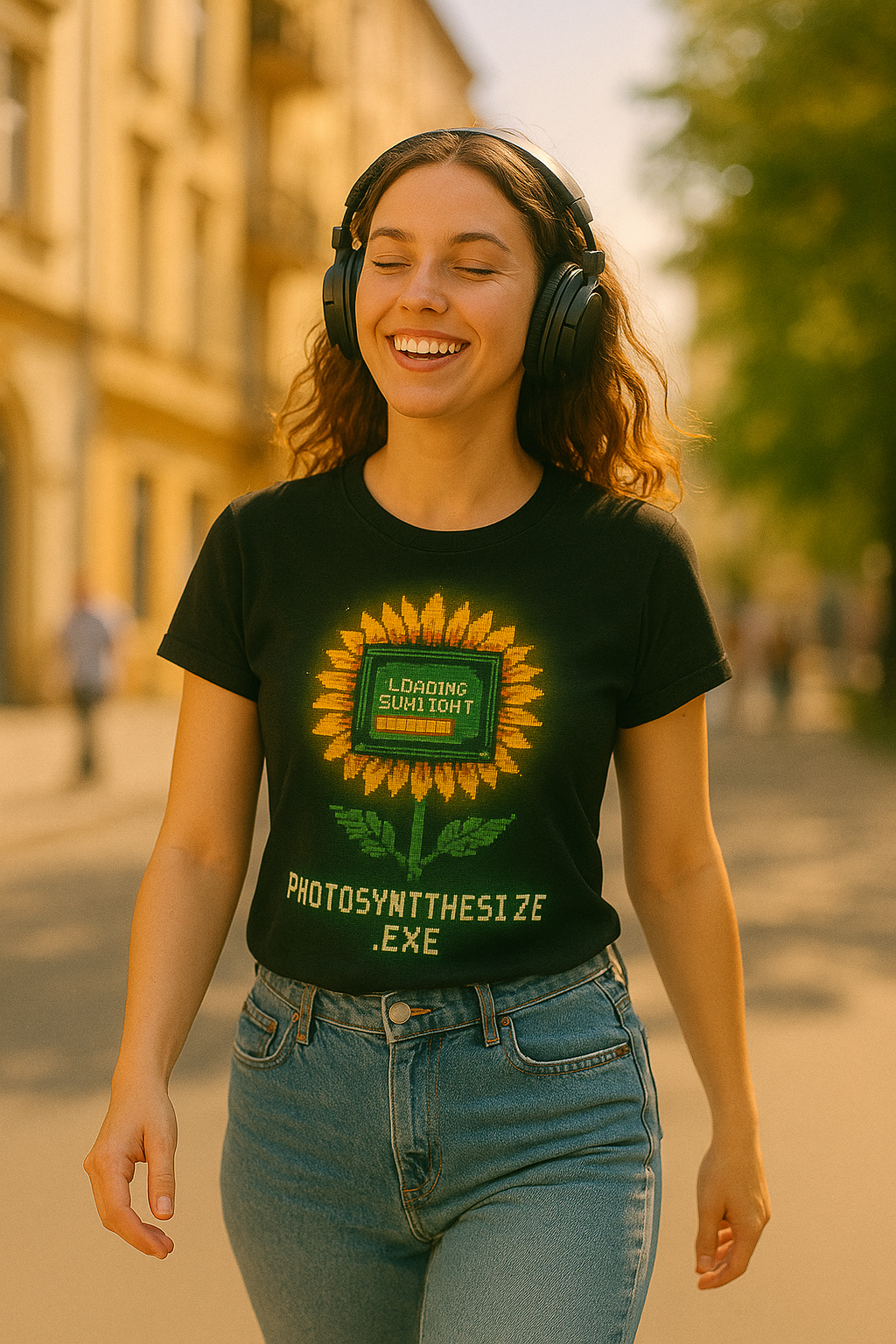 Photosynthesize.exe T-Shirt – Pixel Sunflower Nature Tech Tee | Twistbug