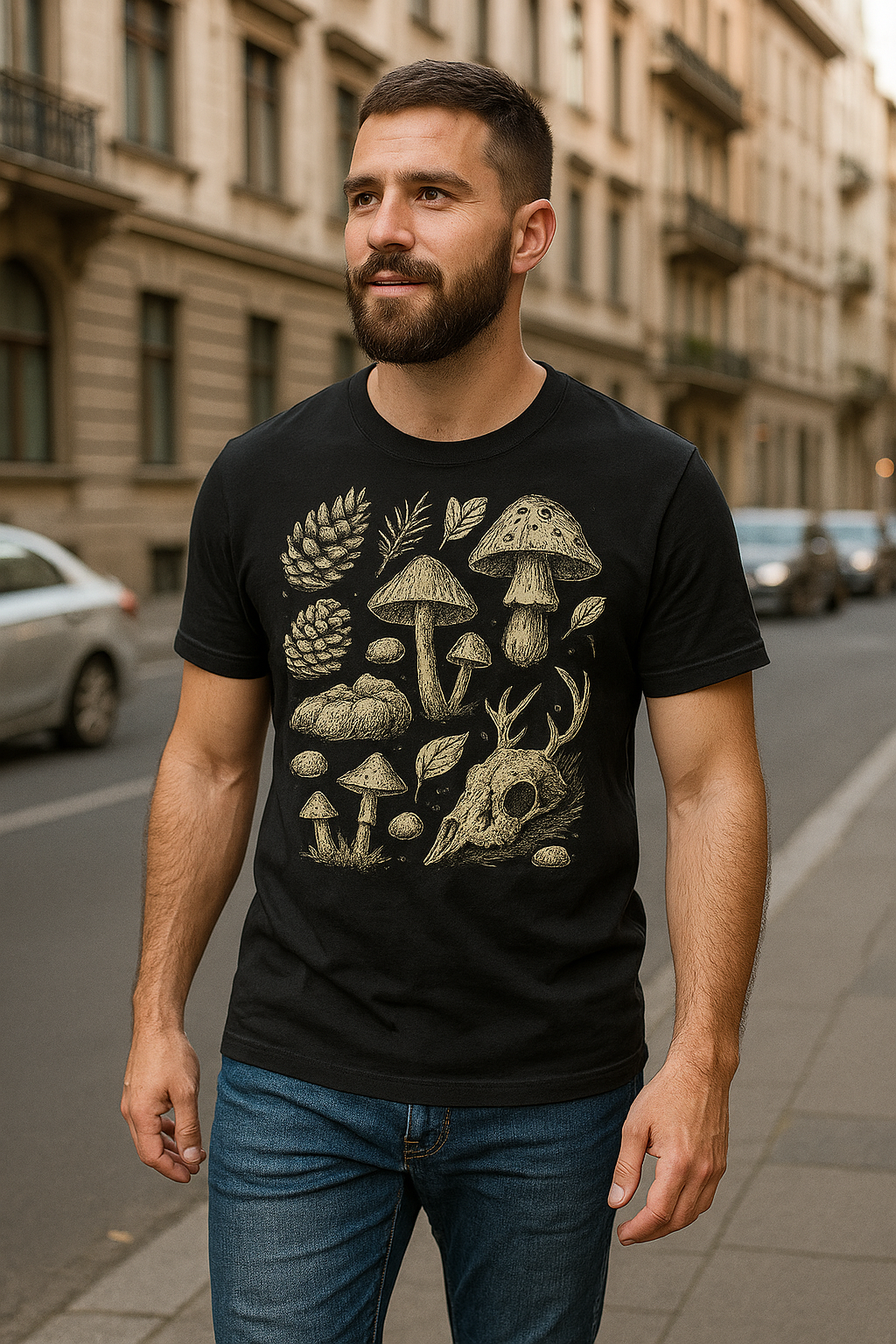 Forest Relic T-Shirt – Forager Skull & Mushroom Graphic Tee | Twistbug