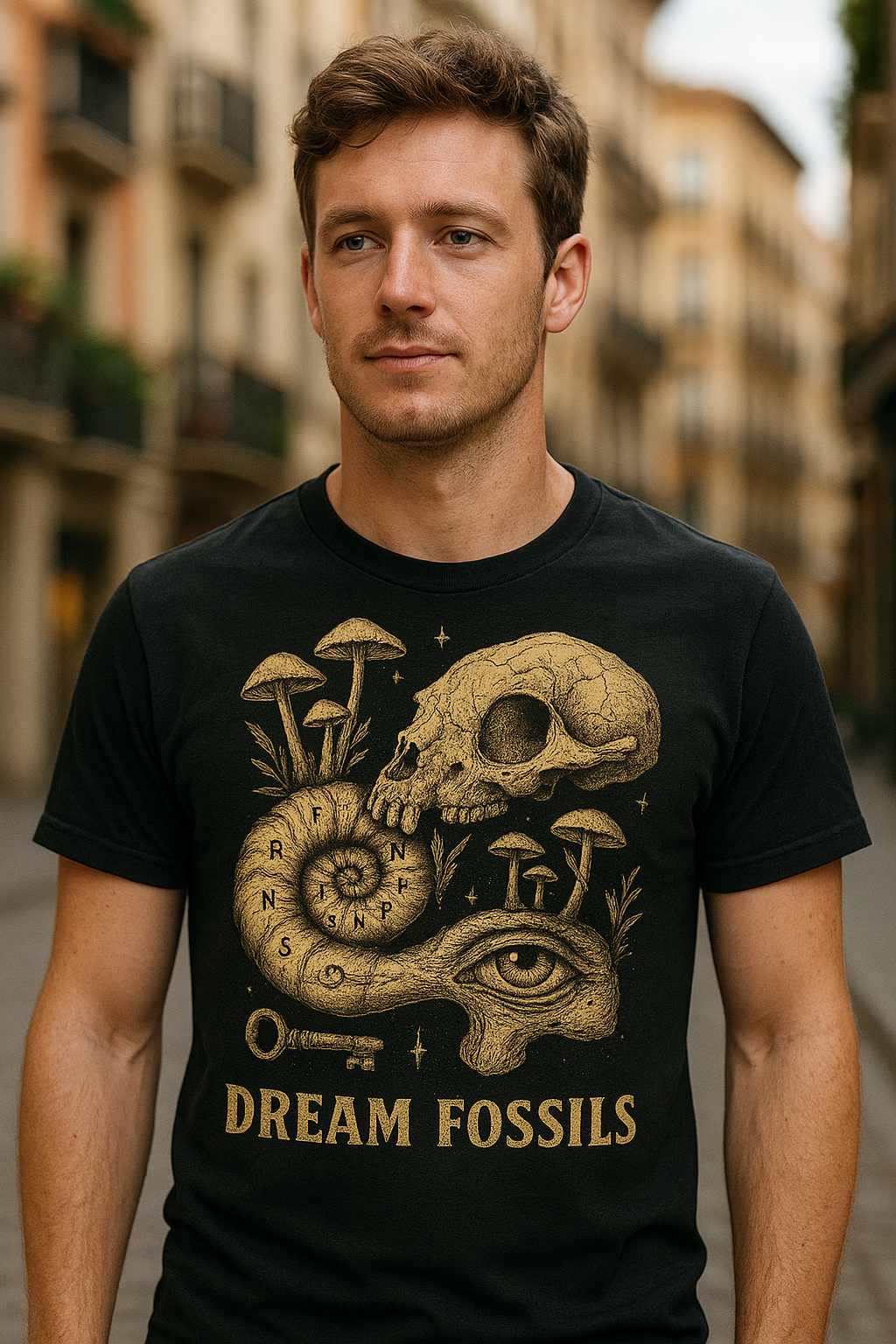 Dream Fossils Tee — Skeleton Psyche