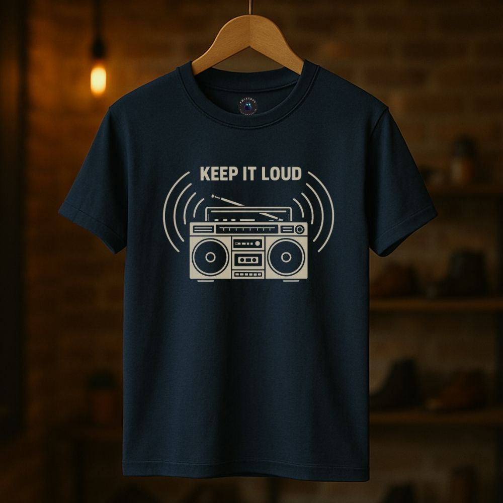 Keep It Loud Boombox Tee | Retro ’80s Music Graphic
