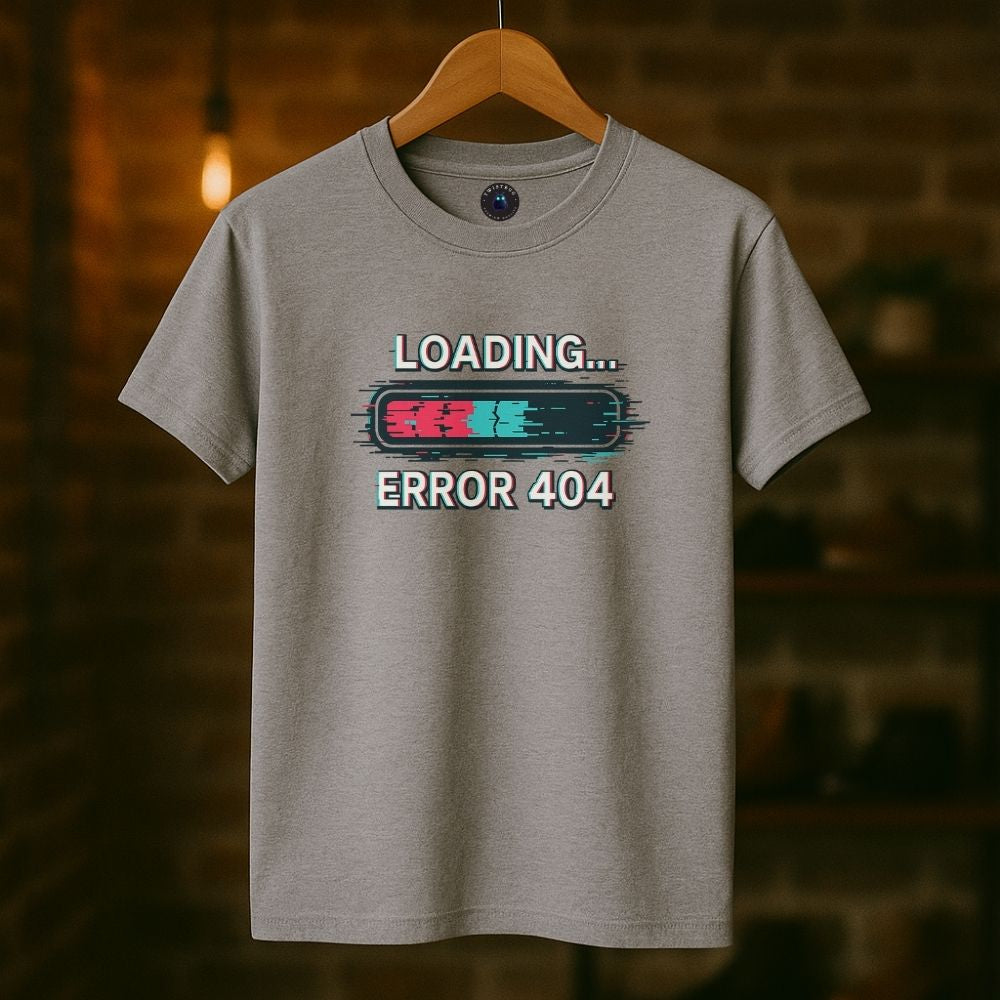 Loading… Error 404 T-Shirt – Glitch Progress Bar Meme Tee