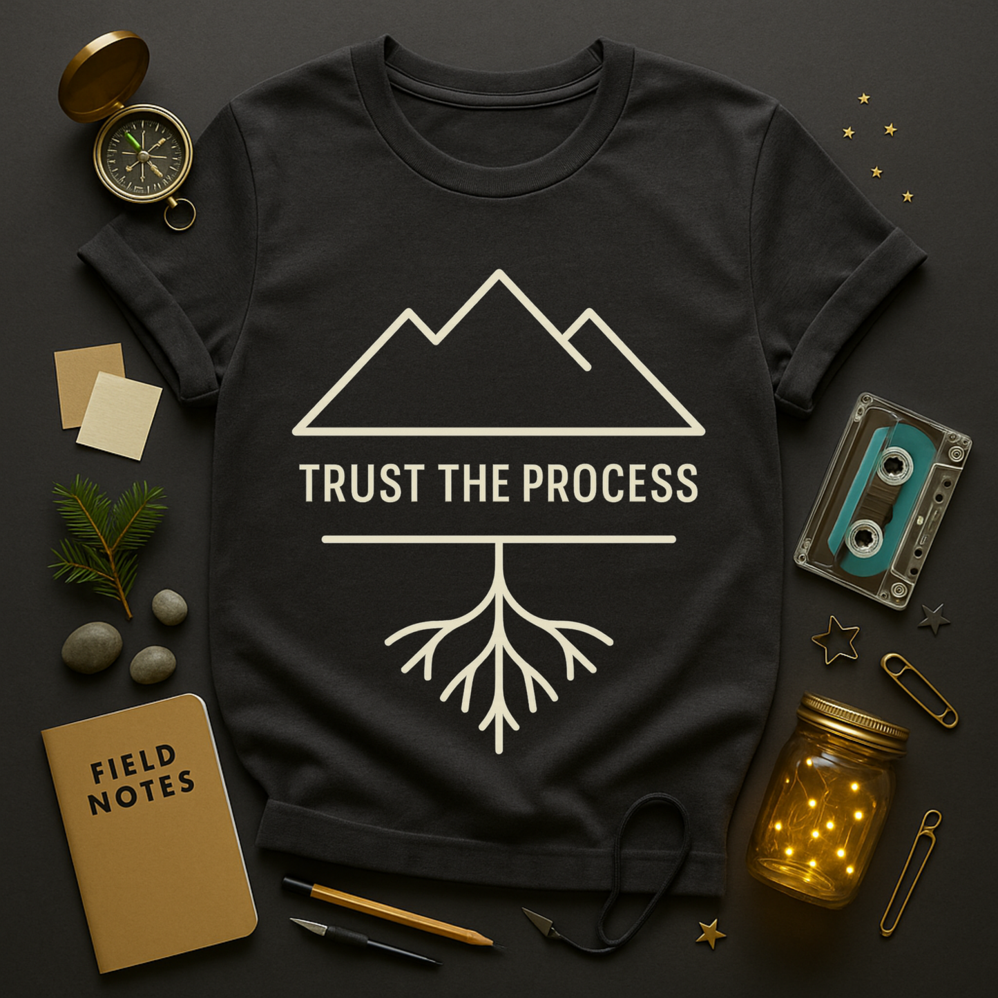 Trust the Process Tee — Mountain & Roots Minimal Line Art