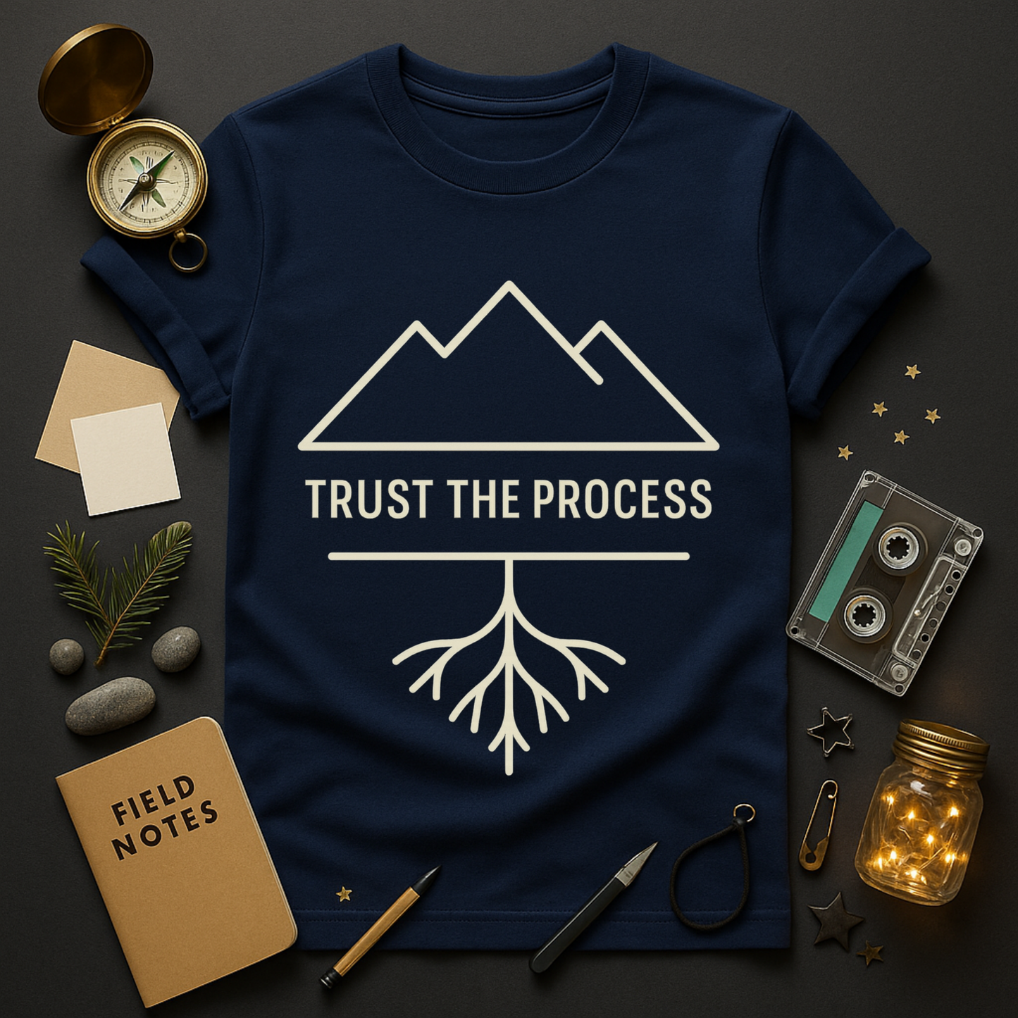 Trust the Process Tee — Mountain & Roots Minimal Line Art