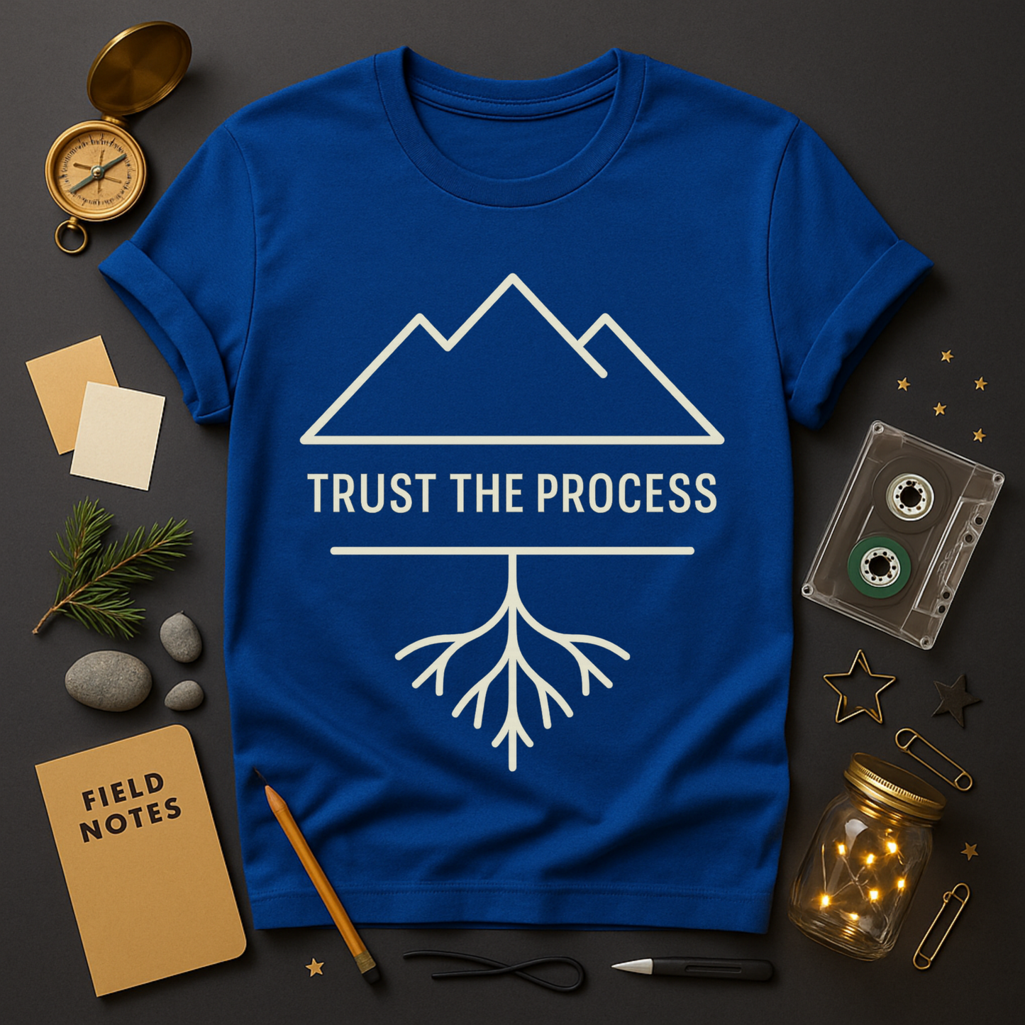 Trust the Process Tee — Mountain & Roots Minimal Line Art