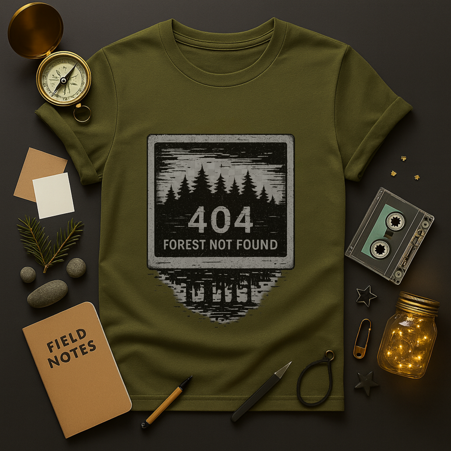 404: Forest Not Found — Retro Computer Glitch T-Shirt