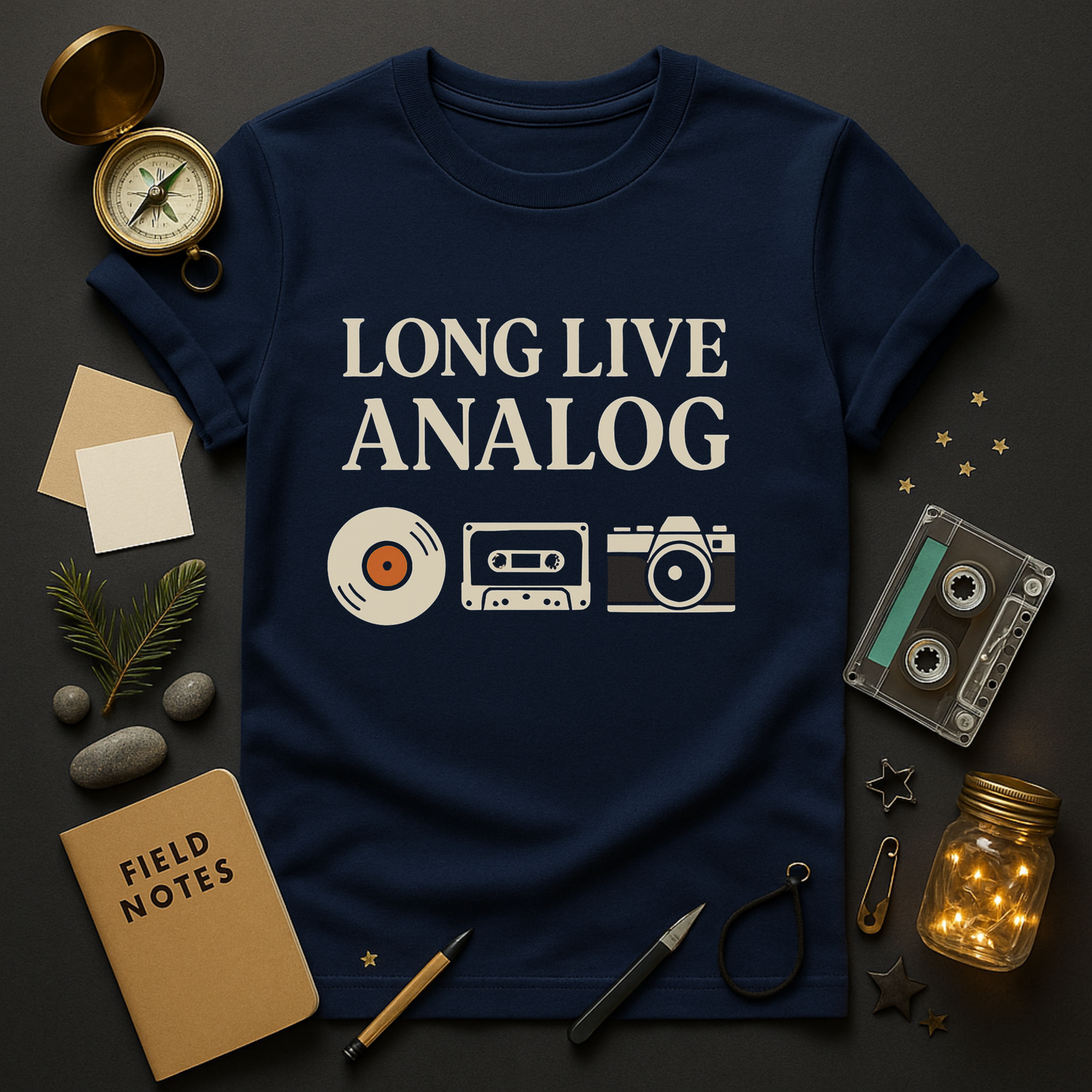Long Live Analog T-Shirt — Vinyl, Cassette & Film Camera Retro Tee