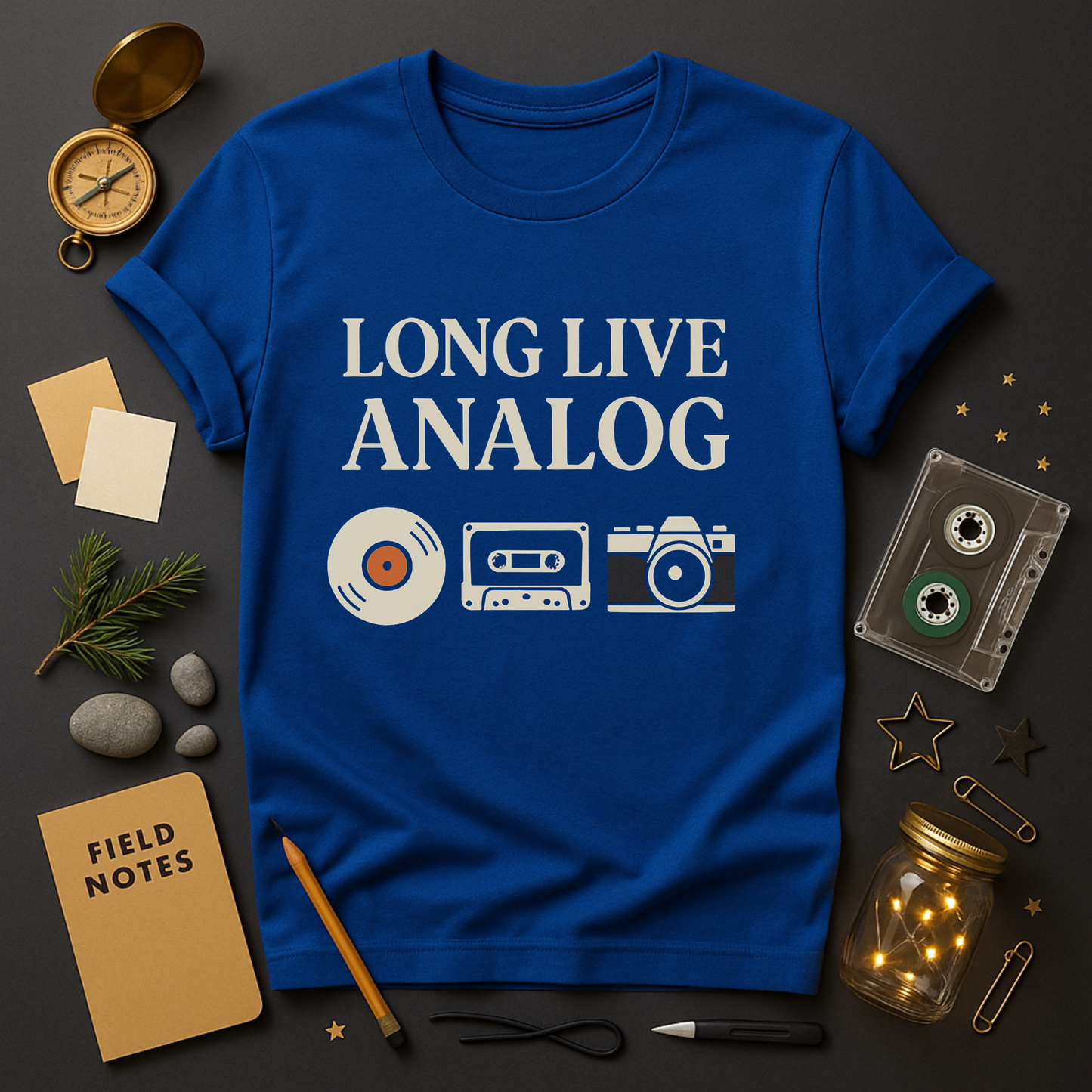 Long Live Analog T-Shirt — Vinyl, Cassette & Film Camera Retro Tee
