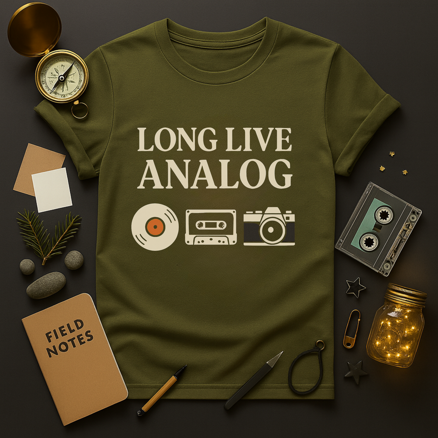 Long Live Analog T-Shirt — Vinyl, Cassette & Film Camera Retro Tee